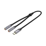 Vention BGPHY Type-C Male to Dual 3.5mm (TRS) Female, 0.3 Meter, Gray Converter #BGPHY