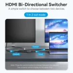 Vention AKOB0 HDMI Female to Female Black Bi-Direction 4K Switcher (2 in 1 out/ 1 in 2 out) - Image 7