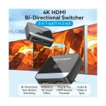 Vention AKOB0 HDMI Female to Female Black Bi-Direction 4K Switcher (2 in 1 out/ 1 in 2 out) - Image 3