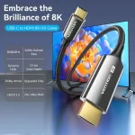 Vention CRCBAC USB Type-C Male to HDMI Male 1.8 Meter Braided Cable (8K) - Image 3