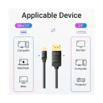 Vention HAABG Mini DisplayPort to DisplayPort Male, 1.5 Meter, Black Cable - Image 2